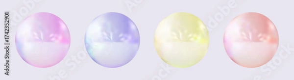 Fototapeta Abstract 3D liquid bubble with colorful glare and luminous shine.