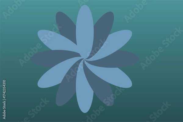 Obraz Abstract Floral Pattern in Blue and Teal Gradient Background