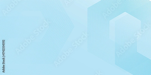 Obraz Modern white wavy glowing lines on a blue background. Futuristic digital art hexagon