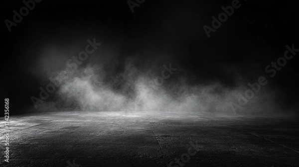 Obraz A shadowy, misty atmosphere with a textured floor, creating an enigmatic and moody ambiance.