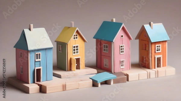 Fototapeta House model. Property home and real estate insurance concept. miniature model house. Mortgage concep. AI generated image, ai