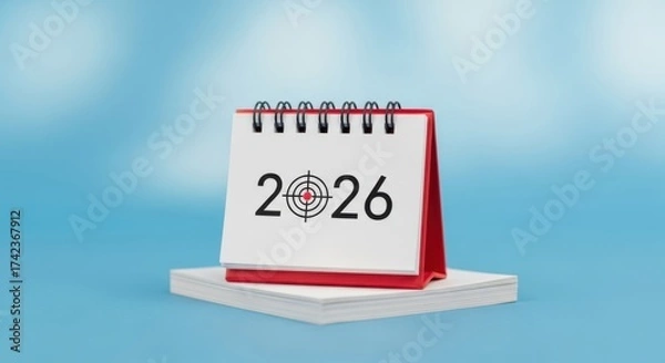 Fototapeta Calendar with 2026 target on white background isolated on white background