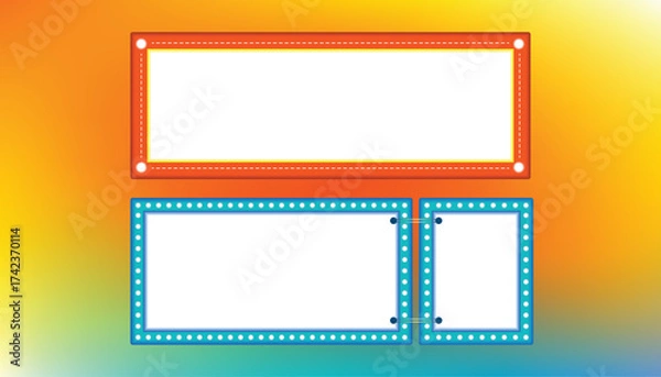 Obraz Colorful modern banner template with glowing light frame borders and gradient background.