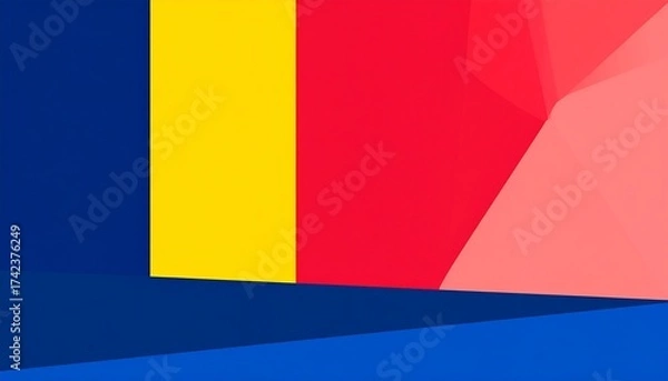 Obraz Abstract Geometric Composition with Bold Primary Colors and Angular Shapes.