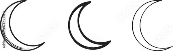 Fototapeta set of outline weather icons - moon,  minimal style