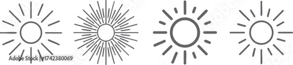 Fototapeta set of outline weather icons - sun, minimal style
