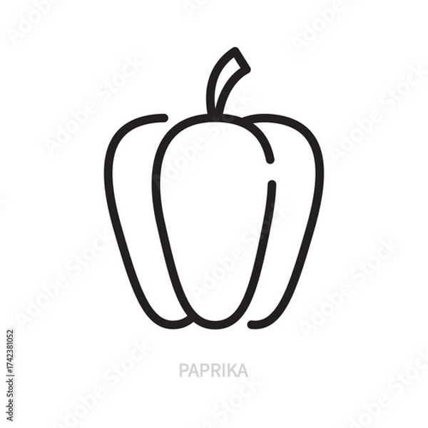 Fototapeta Bulgarian pepper / bell pepper/ paprika line icon. Vegetable symbol. Food concept. Isolated on a white background. Flat design. Editable stroke. Vector illustration.