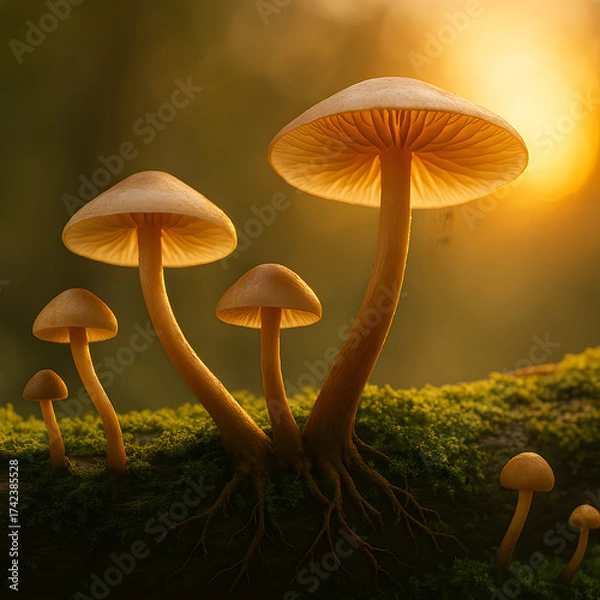 Obraz  Growing wild mushrooms 