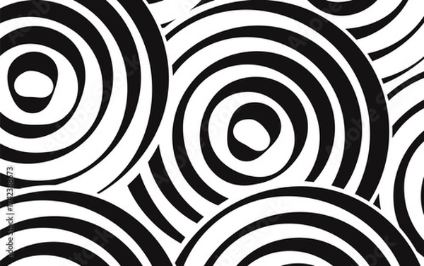 Fototapeta Black and white geometric pattern creating optical illusion