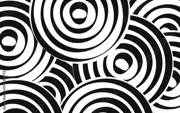 Fototapeta Black and white geometric pattern creating optical illusion