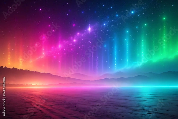 Fototapeta Colorful Digital Art of Sci-Fi Tunnel with Glass and Light Effects