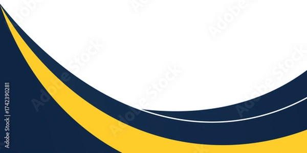 Fototapeta blue and yellow wavy shape background. suitable for business poster design, corporate banner, presentation, flyer, social media post.