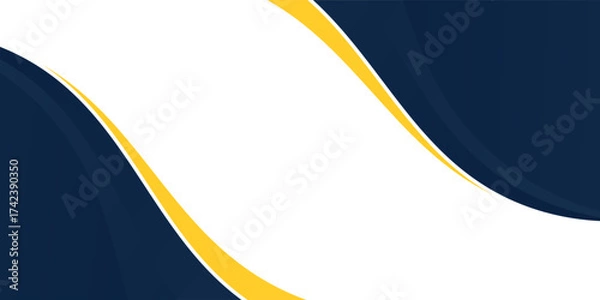 Fototapeta blue and yellow wavy shape background. suitable for business poster design, corporate banner, presentation, flyer, social media post.
