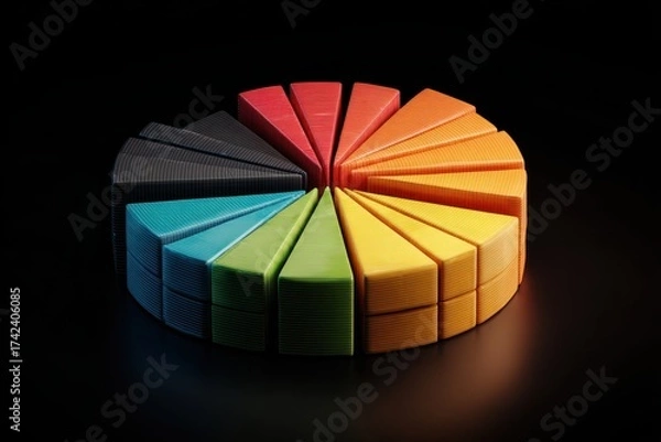 Fototapeta Colorful Isolated 3D Pie Chart