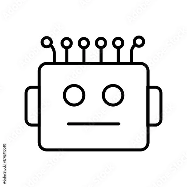 Fototapeta Minimal line icon set representing artificial intelligence technology