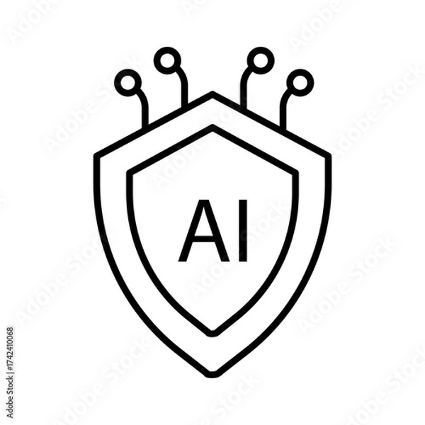 Fototapeta Minimal line icon set representing artificial intelligence technology