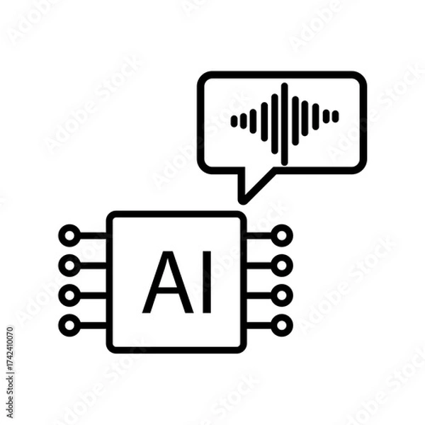 Fototapeta Minimal line icon set representing artificial intelligence technology