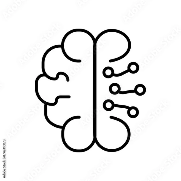 Fototapeta Minimal line icon set representing artificial intelligence technology