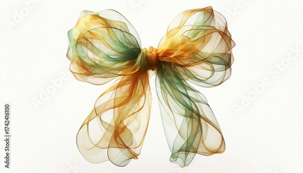 Fototapeta Abstract bow represented by soft silk floating gently in the background