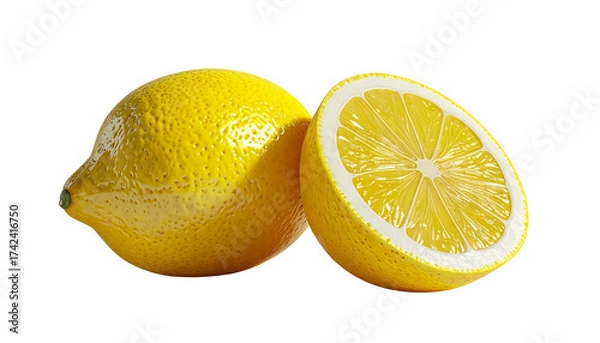 Obraz  3D Lemon Bundle Whole & Slice isolated on transparent background