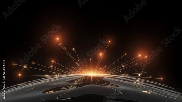 Fototapeta Abstract digital art representing a vibrant cityscape with glowing lights and futuristic elements illustration