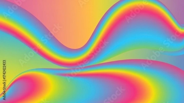Fototapeta Vibrant abstract rainbow gradient swirls with psychedelic color blends for modern design background illustration