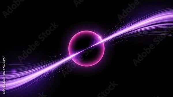 Fototapeta Abstract glowing purple ring with streaking light beams digital art illustration