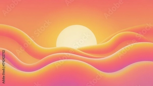Fototapeta Abstract soft gradient sunrise with wavy textures and pastel color palette ideal for backgrounds illustration
