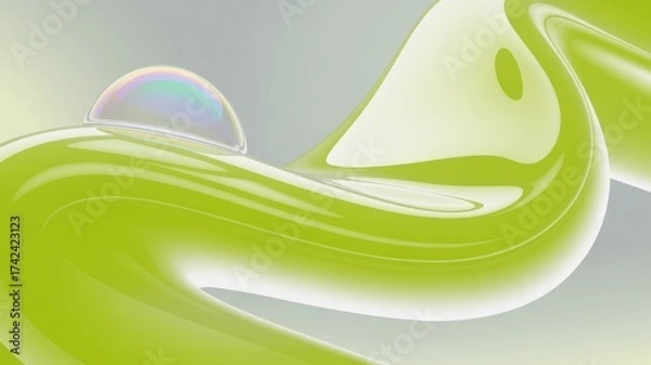 Fototapeta Luminous green abstract swirls flowing dynamically across a smooth gradient background creating a sense of movement illustration