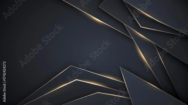 Fototapeta Geometric abstract metallic lines and shapes creating a futuristic modern digital backdrop illustration