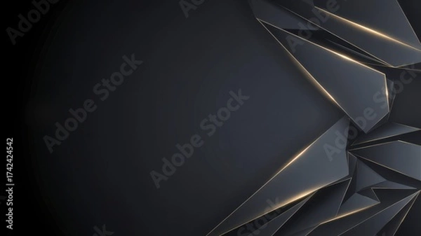 Fototapeta Abstract dark shattered glass fragment overlay design element with sharp edges and reflections illustration