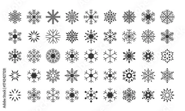 Obraz set of  snowflake icons, winter, snow