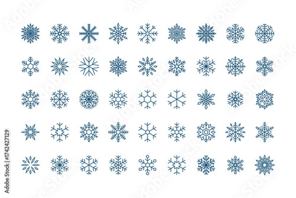 Obraz set of  snowflake icons, winter, snow