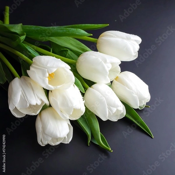 Fototapeta Elegant White Tulips - A Symbol of Purity and New Beginnings.