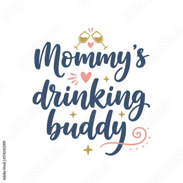 Fototapeta The design shows glasses, heart, stars, and pink elements; it celebrates the special bond with a humorous and affectionate message.