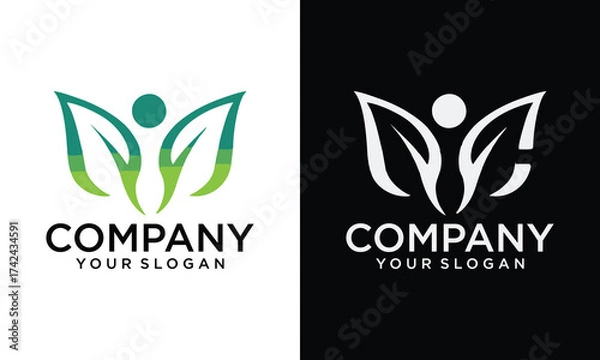 Fototapeta Creative Human Leaf Abstract Logo, vector template logo