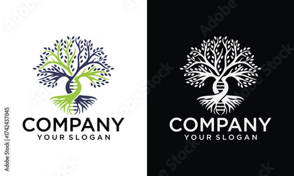 Fototapeta Creative Tree DNA logo design vector template