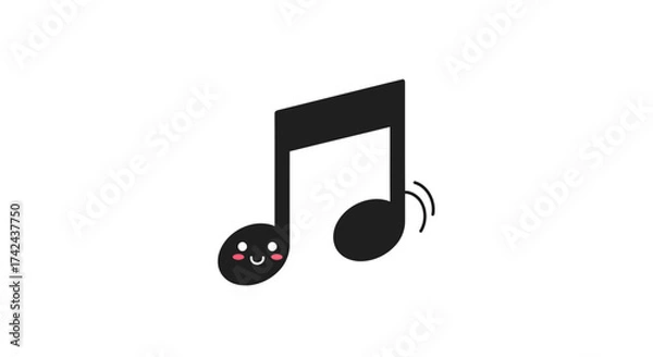 Fototapeta Whimsical Eighth Note Character with a Smiling Face, A Cute Musical Expression