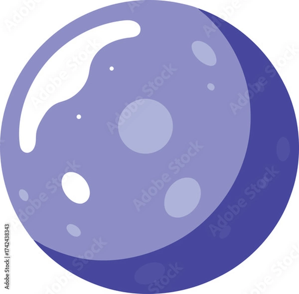 Obraz Stylized illustration of a purple moon with craters and highlights