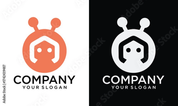 Fototapeta Creative Robot logo vector illustration template