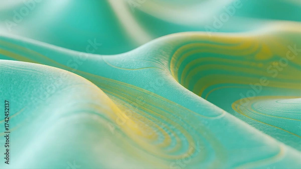 Obraz Soft Fabric Texture in Mint Green and Yellow Gradient Waves