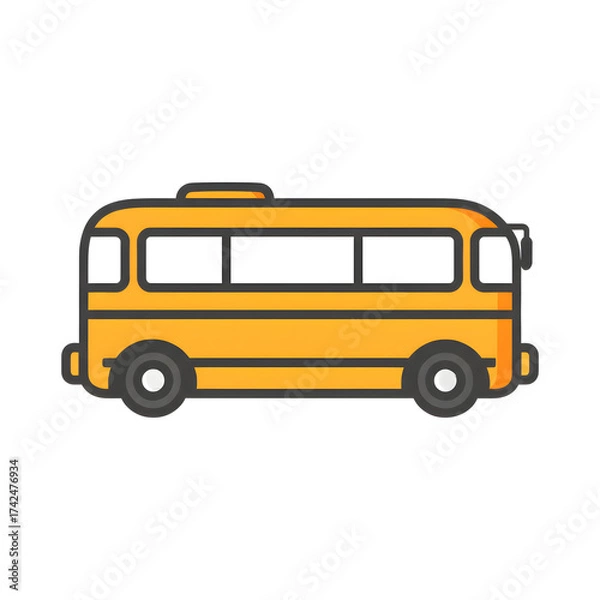 Fototapeta Yellow school bus illustration against transparent background