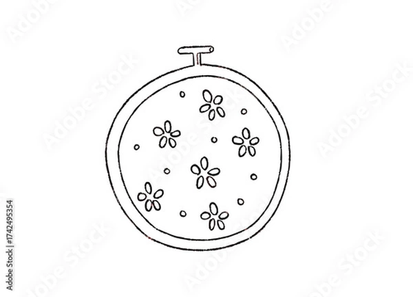 Obraz 手芸で使う刺繍枠の手描きイラスト　線画