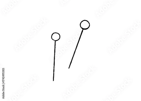 Fototapeta 手芸で使うまち針の手描きイラスト　線画