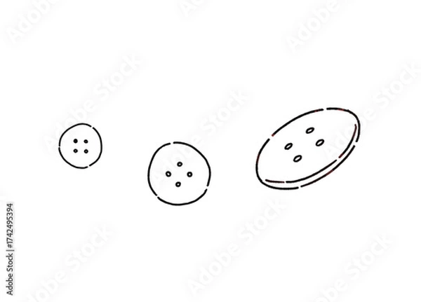 Fototapeta 手芸で使うボタンの手描きイラスト　線画