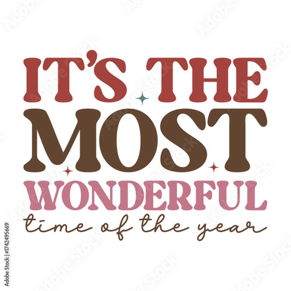 Obraz It's The Most Wonderful Time Groovy Christmas Design

