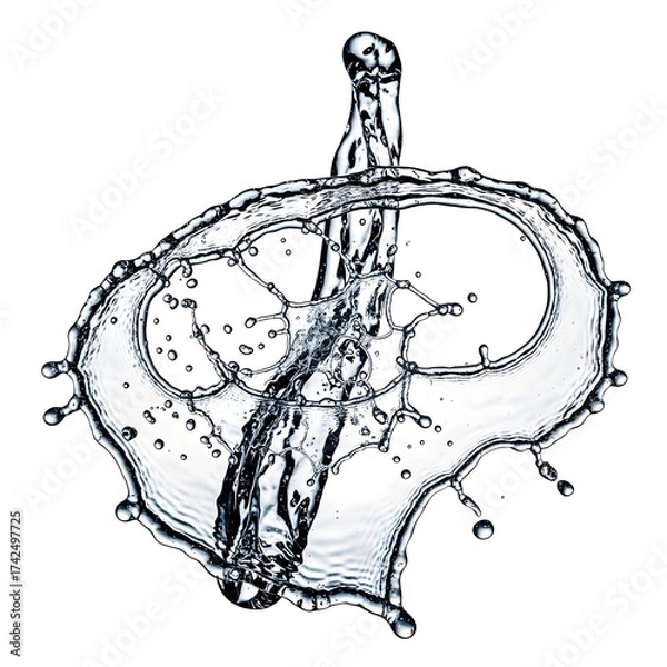 Obraz Dynamic water splash isolated on transparent background illustrating movement and fluid dynamics
