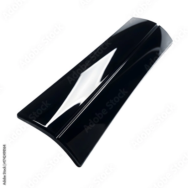 Obraz Glossy black abstract shape with light reflections on transparent background