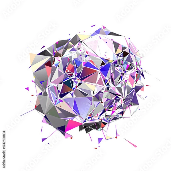 Obraz Abstract geometric crystal formation against transparent background