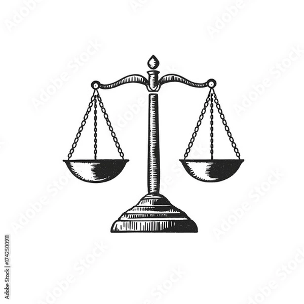 Obraz Balance scale illustration with transparent background for justice and fairness concept